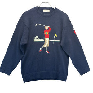 Vintage Aquascutum of London Golf Themed Sweater Unisex Chest 42 Retro Preppy